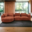 Bowery Hill Chenille Sectional Sofa with Pillows in Rust Brown