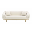 Bowery Hill Velvet Upholstered Sofa with 2 Pillows in Ivory