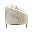Bowery Hill Velvet Upholstered Sofa with 2 Pillows in Ivory