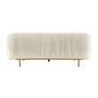 Bowery Hill Velvet Upholstered Sofa with 2 Pillows in Ivory
