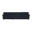 Bowery Hill Fabric Upholstered Sectional Sofa with 4 Pillows in Blue