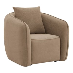 Bowery Hill Contemporary Chenille Chair with Pillow in Brown