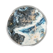 Bowery Hill Marble Print Round Metal End Table in Blue and Chrome Finish