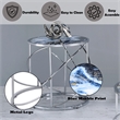 Bowery Hill Marble Print Round Metal End Table in Blue and Chrome Finish