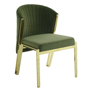 Bowery Hill 19&quot Velvet Side Chair in Green/Gold (Set of 2)