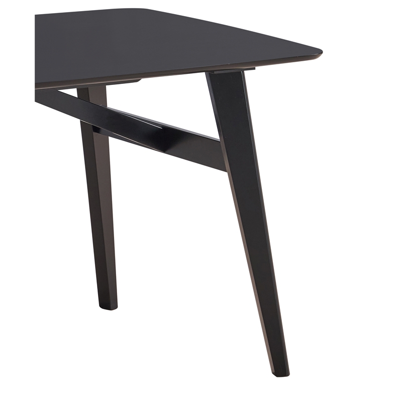 Bowery Hill Solid Wood Rectangular Dining Table in Black