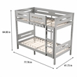 Bowery Hill Transitional Wooden Twin Over Twin Bunk Bed in Gray