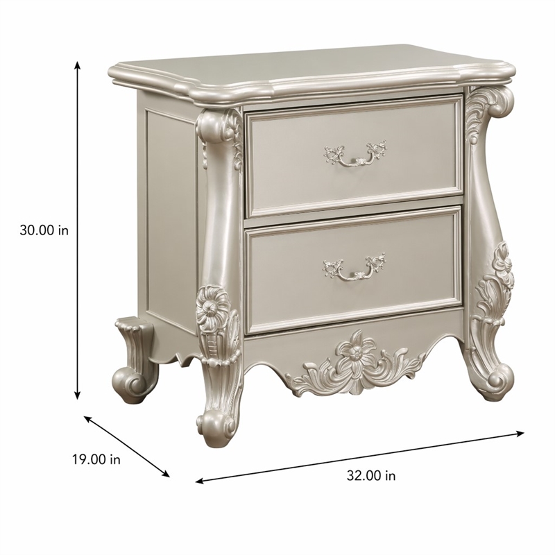 Bowery Hill Bently Nightstand with 2 Drawers in Champagne Finish