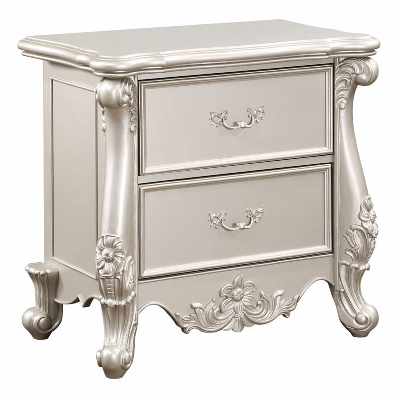 Bowery Hill Bently Nightstand with 2 Drawers in Champagne Finish