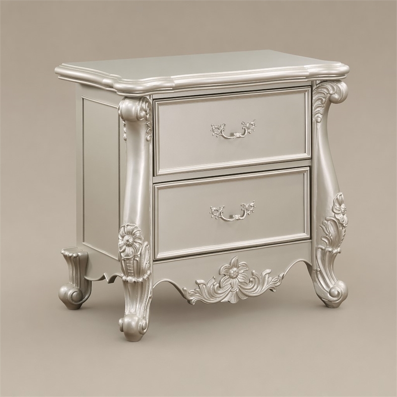 Bowery Hill Bently Nightstand with 2 Drawers in Champagne Finish
