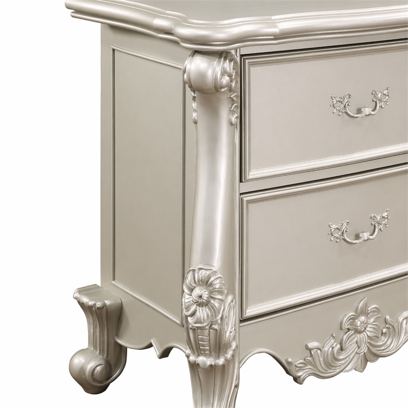 Bowery Hill Bently Nightstand with 2 Drawers in Champagne Finish