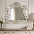 Bowery Hill Wooden Transitional Mirror with Scalloped Edges in Champagne