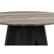 Bowery Hill Round Metal Dining Table with Pedestal Base in Antique Oak