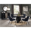 Bowery Hill Round Metal Dining Table with Pedestal Base in Antique Oak