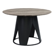Bowery Hill Round Metal Dining Table with Pedestal Base in Antique Oak