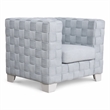 Bowery Hill Chenille Box-Framed Armchair in Teal