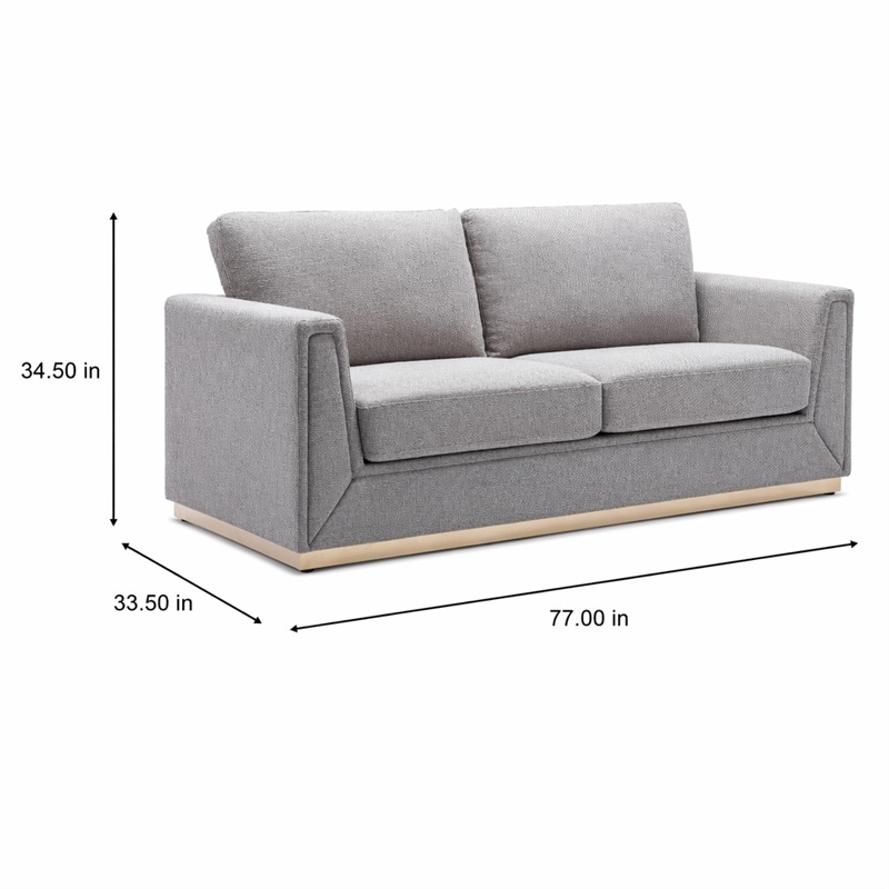 Bowery Hill Contemporary Fabric Sofa in Gray with Metal Base Frame