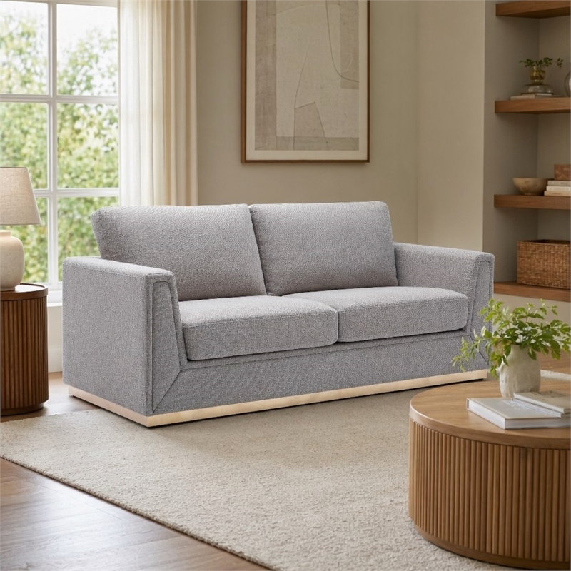 Bowery Hill Contemporary Fabric Sofa in Gray with Metal Base Frame