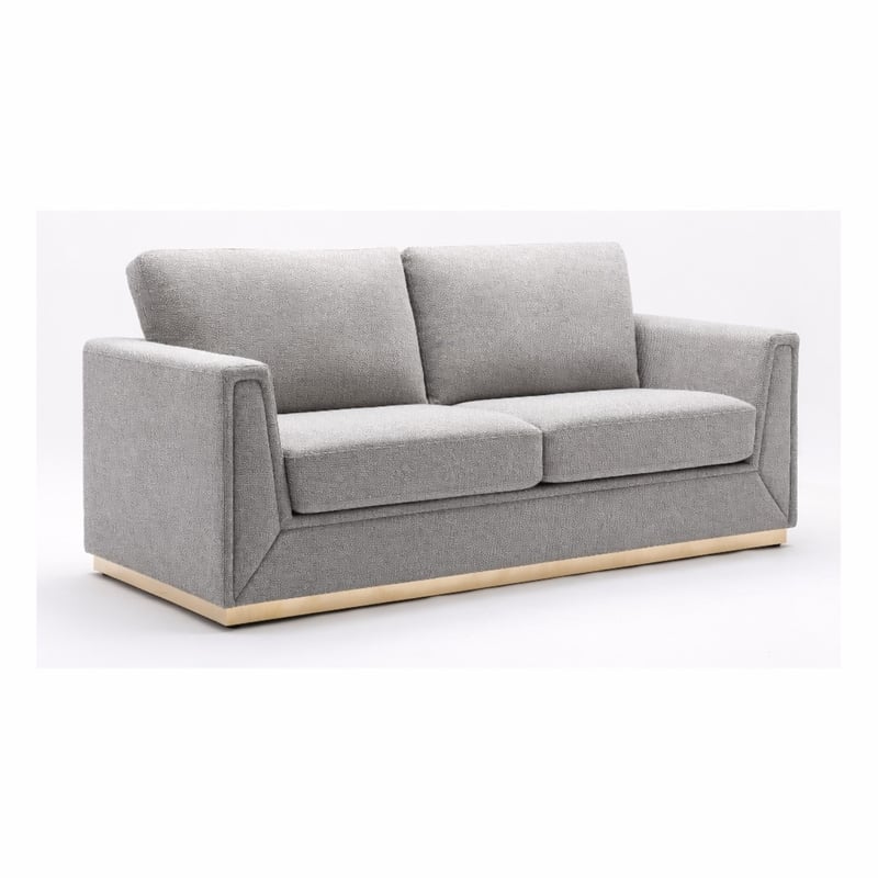 Bowery Hill Contemporary Fabric Sofa in Gray with Metal Base Frame