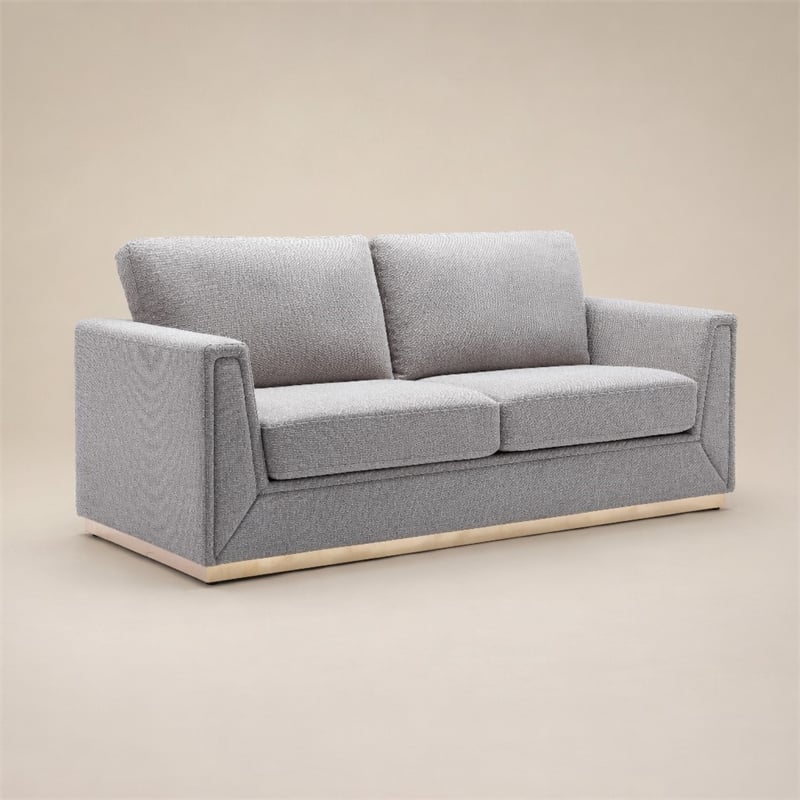 Bowery Hill Contemporary Fabric Sofa in Gray with Metal Base Frame