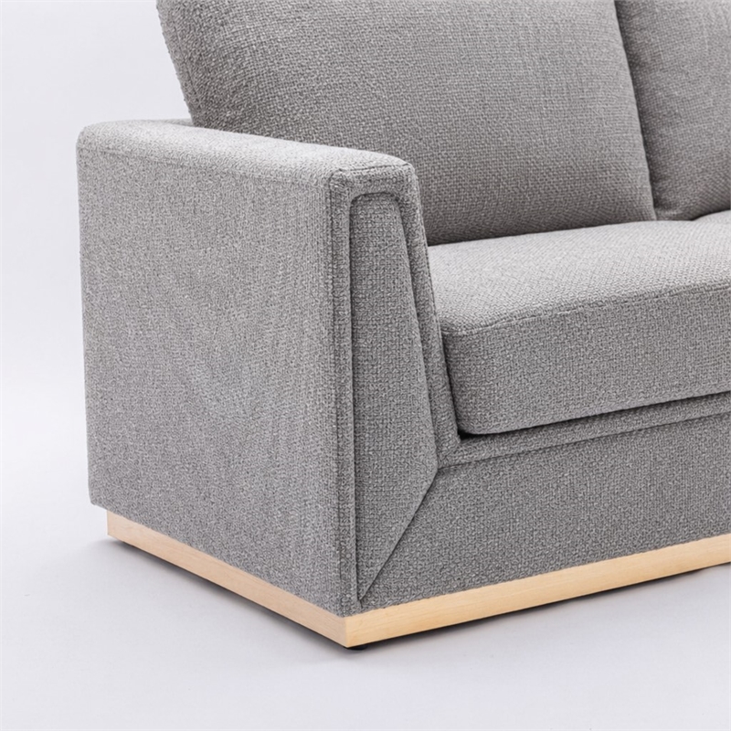 Bowery Hill Contemporary Fabric Sofa in Gray with Metal Base Frame