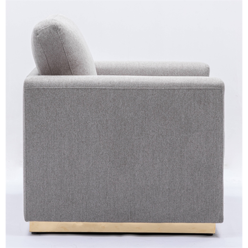 Bowery Hill Contemporary Fabric Arm Chair in Gray with Metal Base Frame