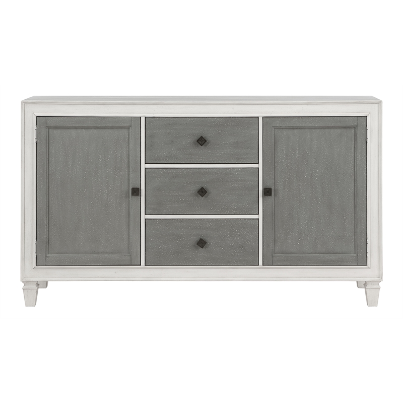 Bowery Hill Transitional Wooden Server in Gray and Weathered White