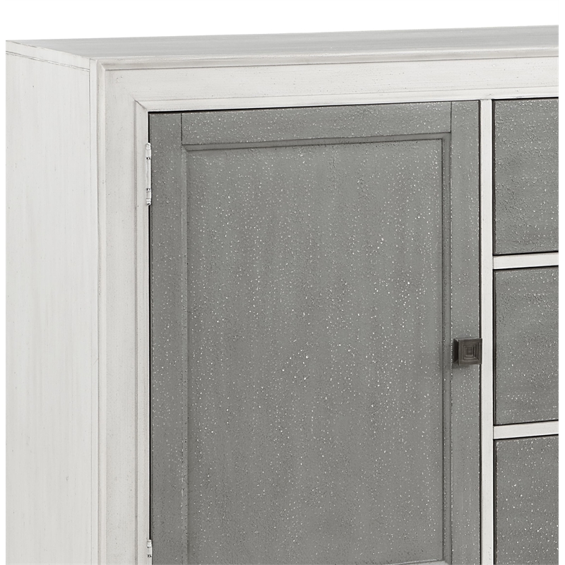 Bowery Hill Transitional Wooden Server in Gray and Weathered White