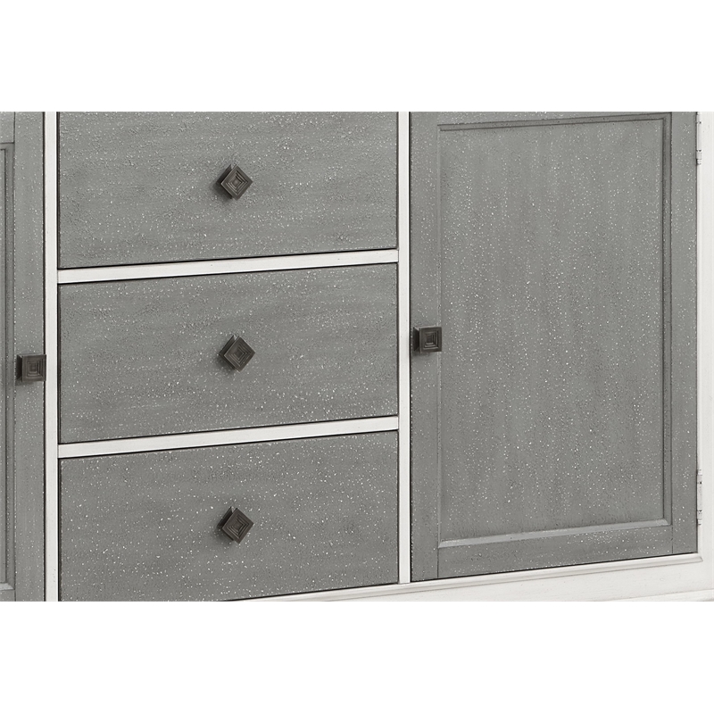 Bowery Hill Transitional Wooden Server in Gray and Weathered White