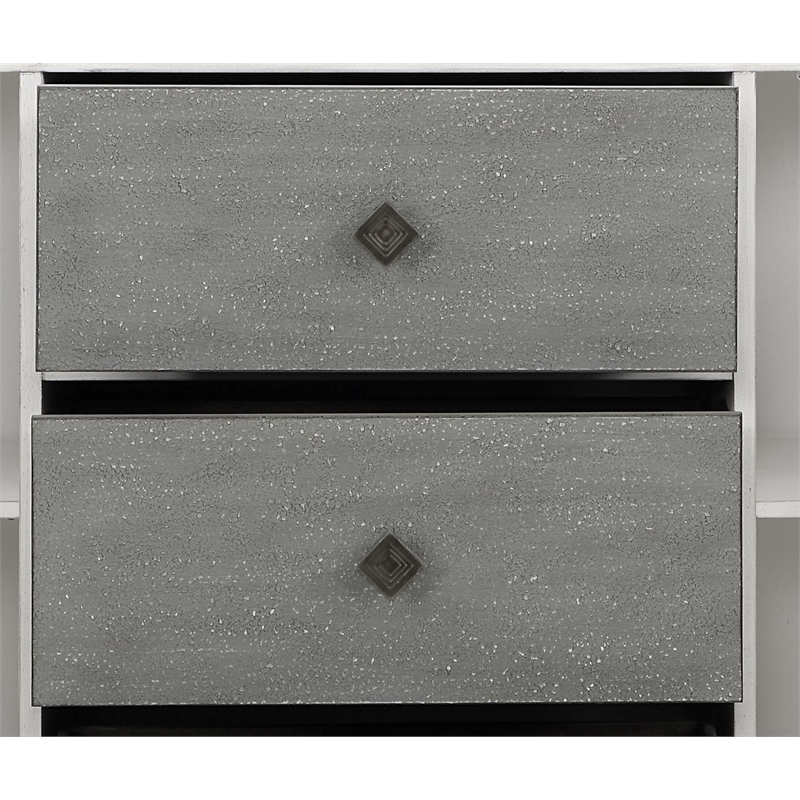 Bowery Hill Transitional Wooden Server in Gray and Weathered White