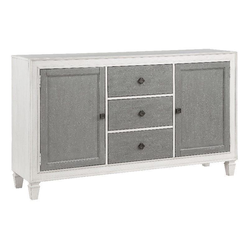 Bowery Hill Transitional Wooden Server in Gray and Weathered White
