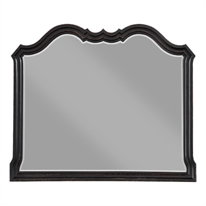 Bowery Hill Chelmsford Wooden Dresser Mirror with Beveled Edge in Black