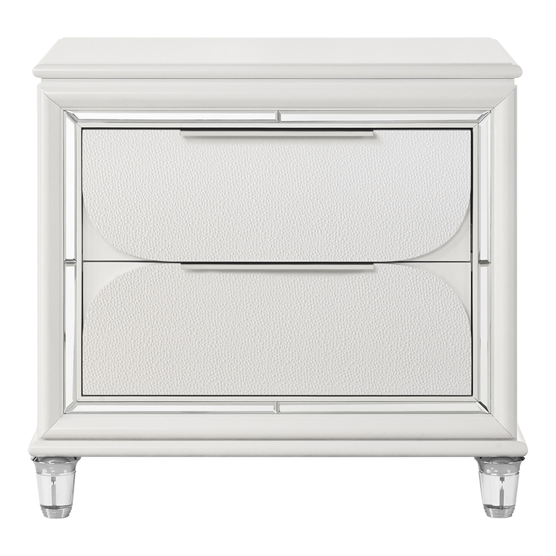 Bowery Hill 2-Drawer Contemporary Nightstand in Pearl White