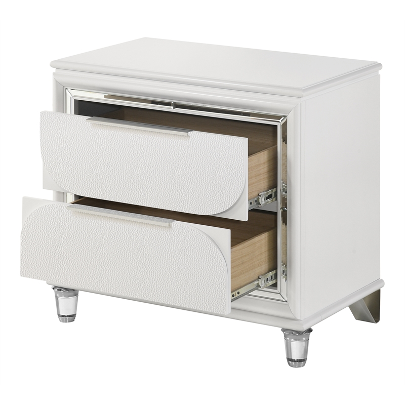 Bowery Hill 2-Drawer Contemporary Nightstand in Pearl White