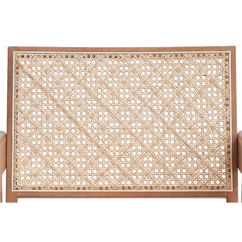 Bowery Hill Velentina Square Arm Chair in Natural Rubberwood and Rattan