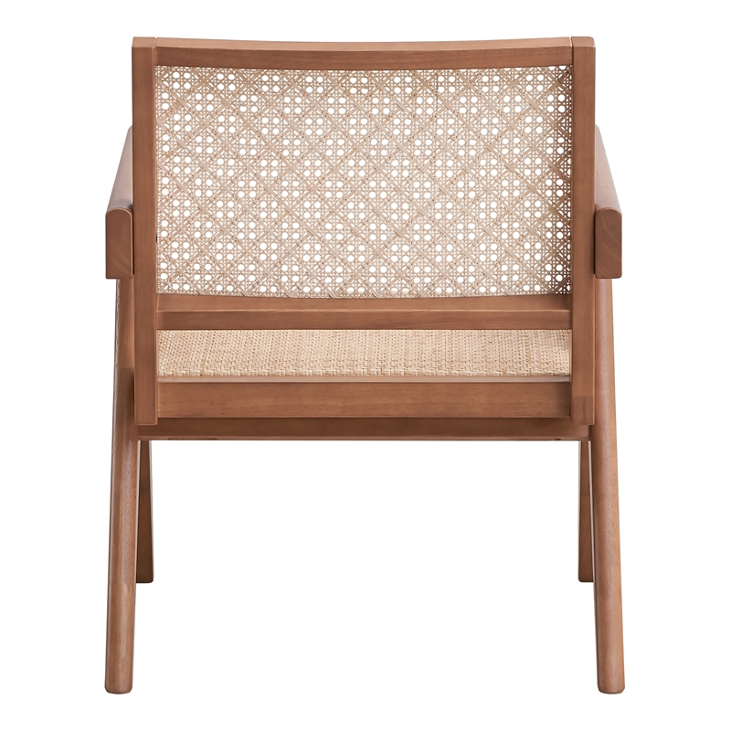 Bowery Hill Velentina Square Arm Chair in Natural Rubberwood and Rattan