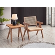 Bowery Hill Velentina Square Arm Chair in Natural Rubberwood and Rattan