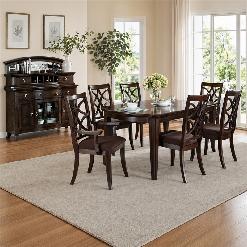 Bowery Hill Wooden Dining Table with Leaf in Dark Walnut Finish