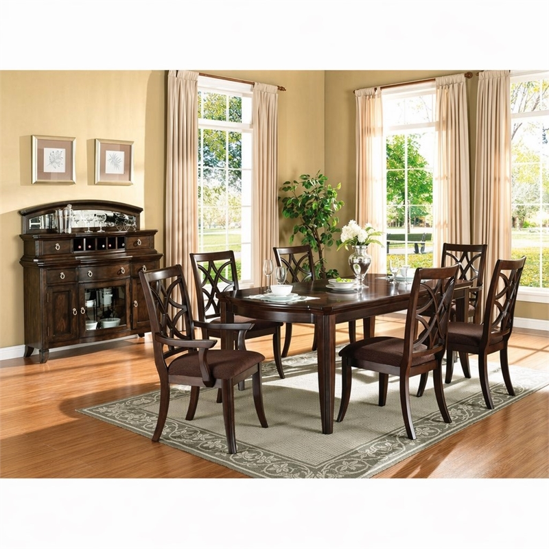 Bowery Hill Wooden Dining Table with Leaf in Dark Walnut Finish