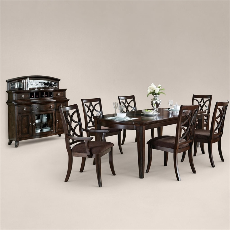 Bowery Hill Wooden Dining Table with Leaf in Dark Walnut Finish