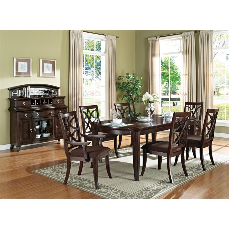 Bowery Hill Wooden Dining Table with Leaf in Dark Walnut Finish