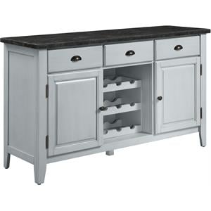 Bowery Hill Marble Server with Antique White Finish and Storage