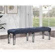 Bowery Hill Velvet Bench in Navy with Silver Nailhead Trim