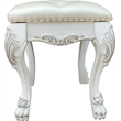 Bowery Hill Traditional Faux Leather Vanity Stool in Bone White