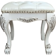 Bowery Hill Traditional Faux Leather Vanity Stool in Bone White