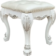 Bowery Hill Traditional Faux Leather Vanity Stool in Bone White