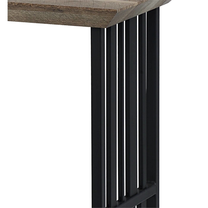 Bowery Hill Rectangular Metal Sofa Table in Antique Oak and Black
