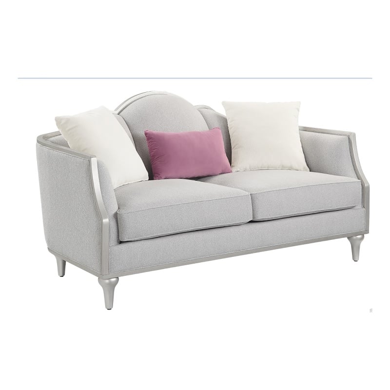 Bowery Hill Contemporary Beige Fabric Loveseat with Pillows