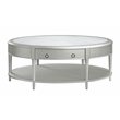 Bowery Hill Oval Coffee Table with Drawer in Sintered Stone and Champagne