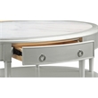 Bowery Hill Oval Coffee Table with Drawer in Sintered Stone and Champagne